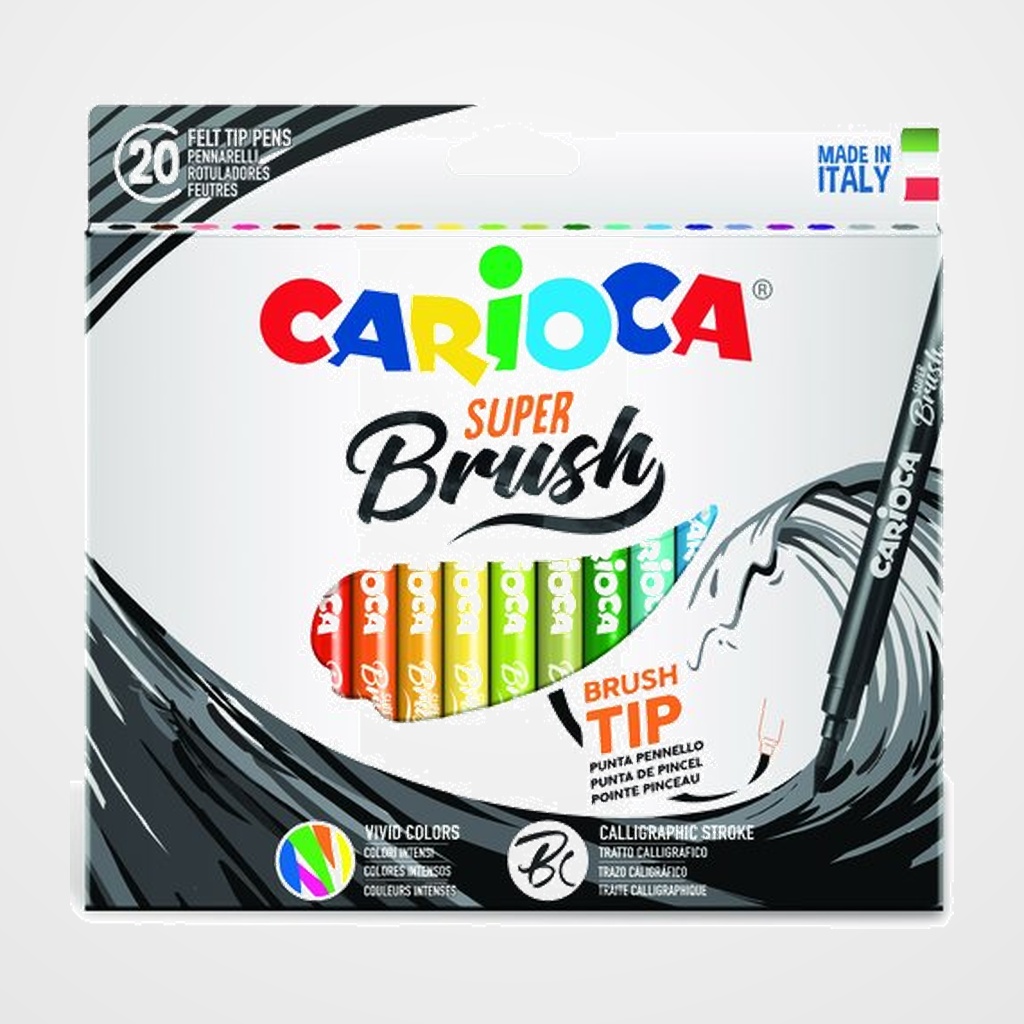 ROTULADOR CARIOCA SUPER BRUSH (CALIGRAFIA) CAJA de 20