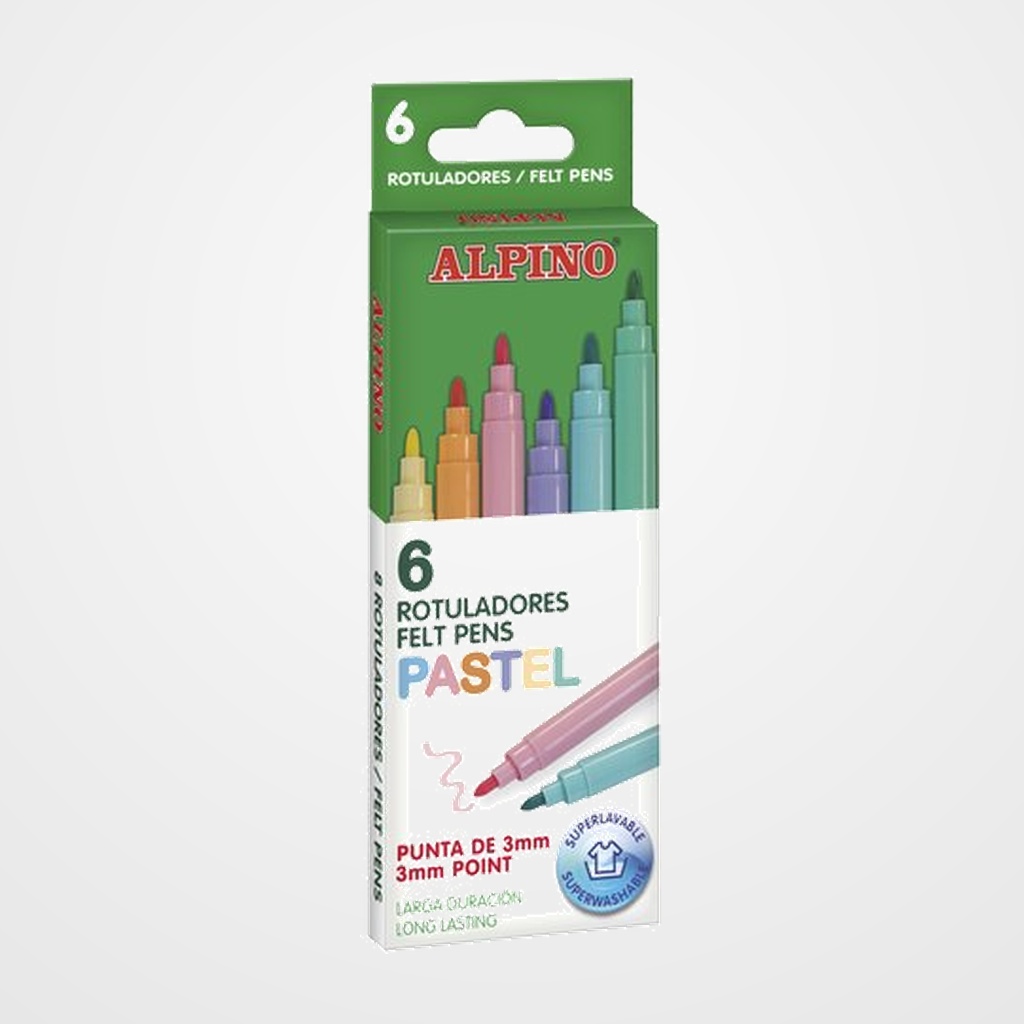 ROTULADOR FIBRA ALPINO STANDARD PASTEL ESTUCHE de 6