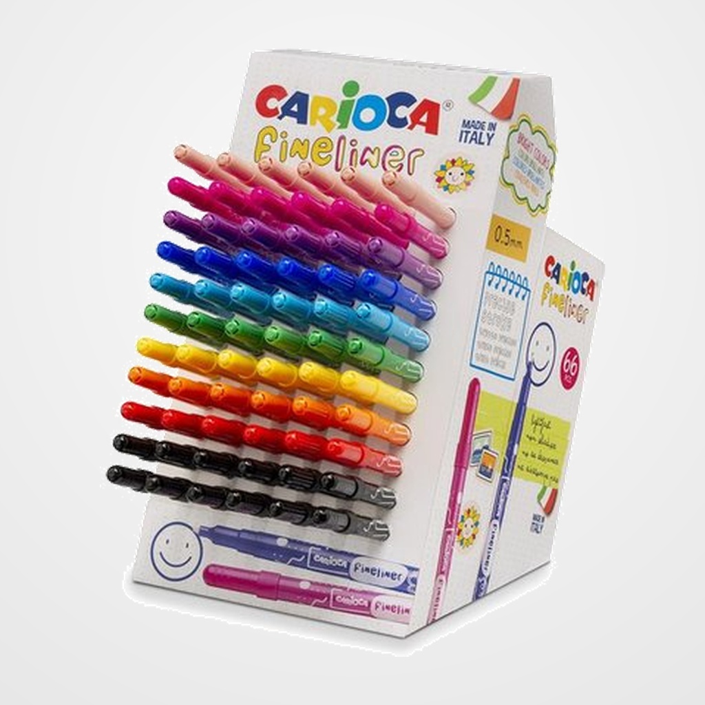 ROTULADOR FIBRA CARIOCA FINELINER (0,5) EXPOSITOR de 66