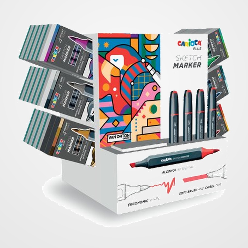 ROTULADOR FIBRA CARIOCA PLUS SKETCH MARKER DOBLE PUNTA EXPOSITOR de 36 (6. col.)