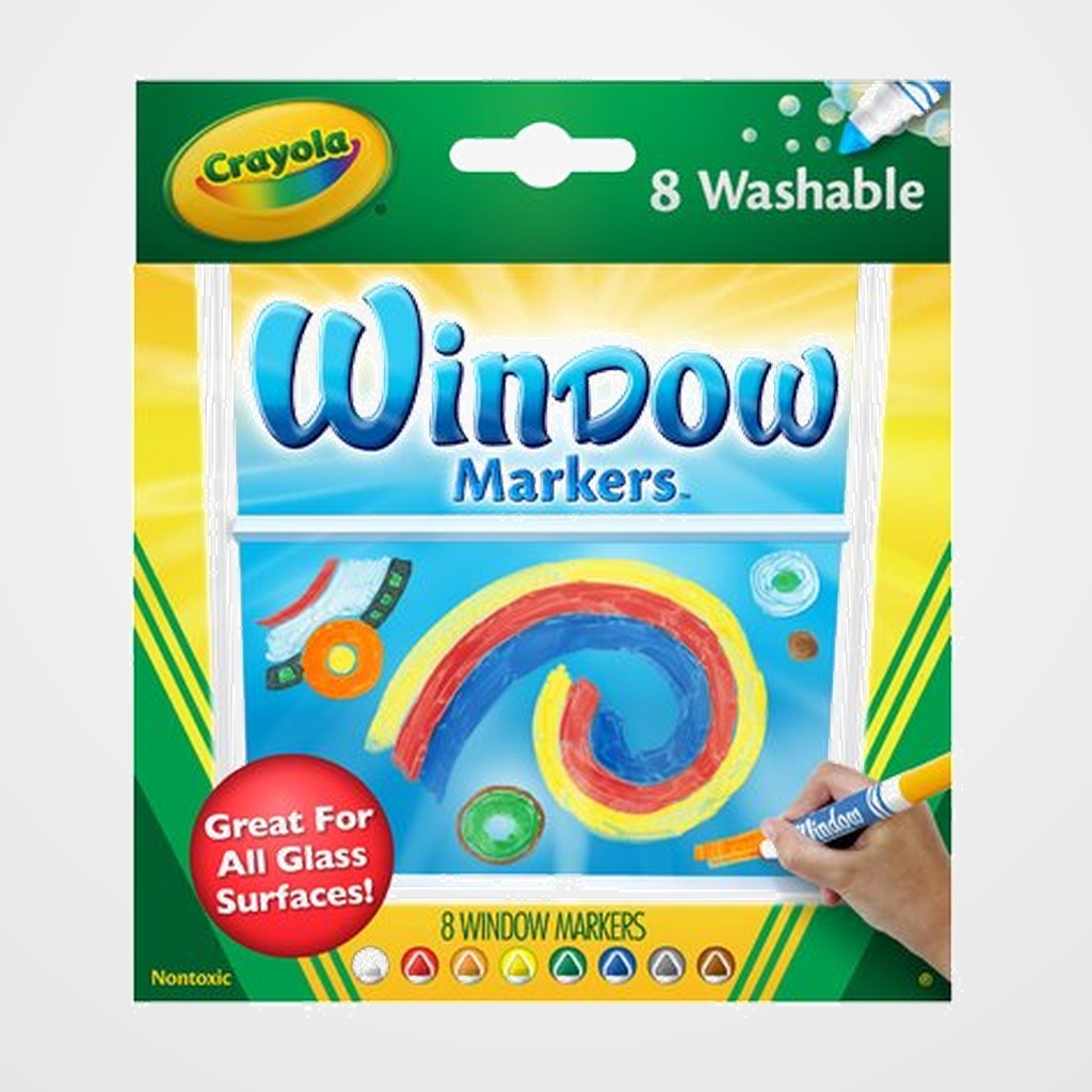 ROTULADOR FIBRA CRAYOLA LAVABLE PARA VENTANA CAJA de 8