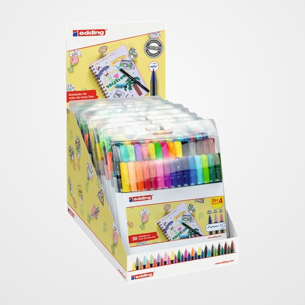 ROTULADOR FIBRA EDDING 1200 METALICOS Y GLITTER EXPOSITOR de 15 PACKS