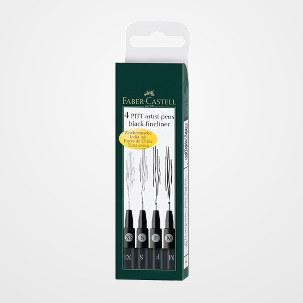 ROTULADOR FIBRA FABER-CASTELL PITT ARTIST PENS NEGROS ESTUCHE DE 4 (XS, S, F, M)