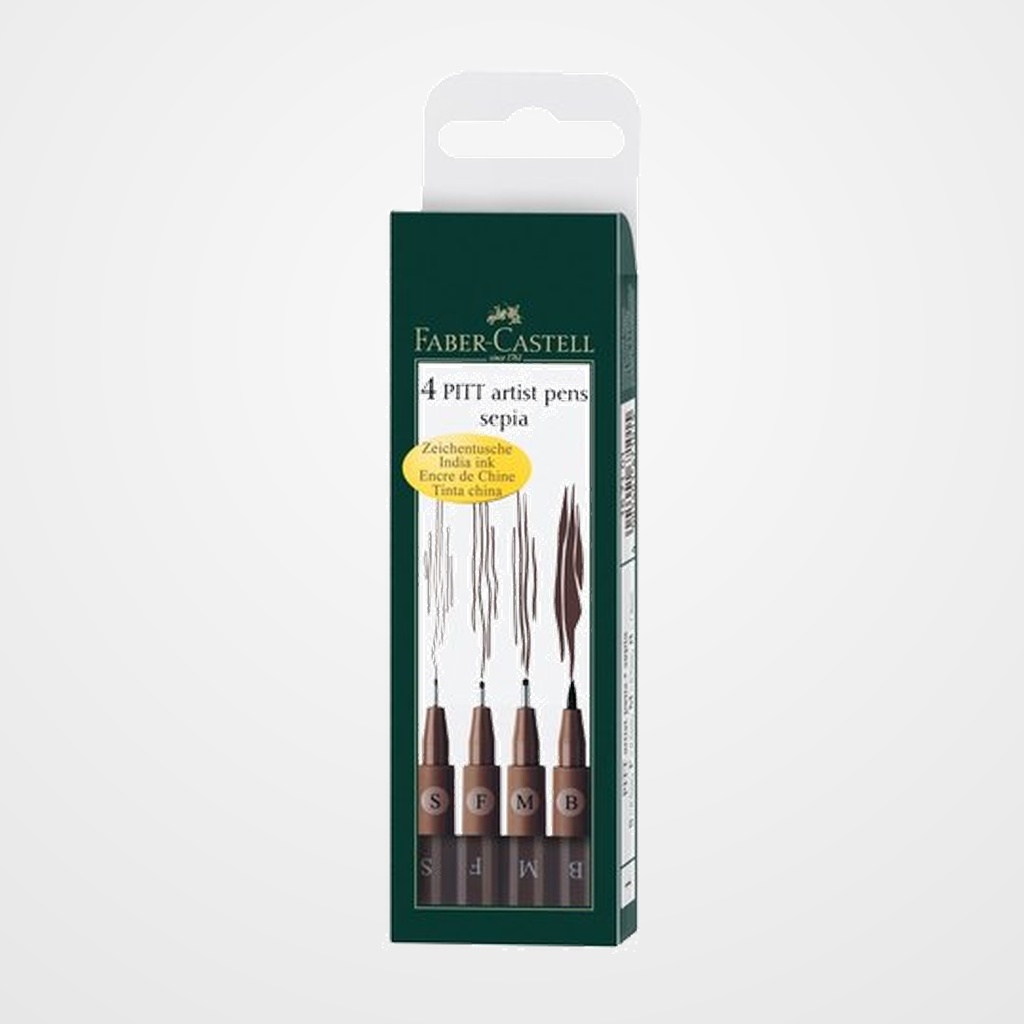 ROTULADOR FIBRA FABER-CASTELL PITT ARTIST PENS SEPIA ESTUCHE DE 4 (S, F, M, B)