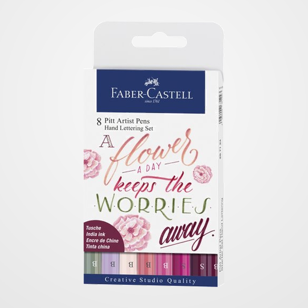 ROTULADOR FIBRA FABER-CASTELL PITT HAND LETTERING TONOS ROJOS BOLSA DE 8