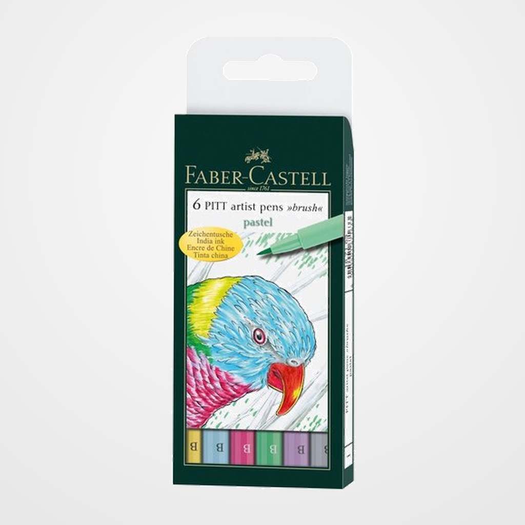 ROTULADOR FIBRA FABER-CASTELL PITT PINCEL BOLSA de 6 (TONOS PASTEL)