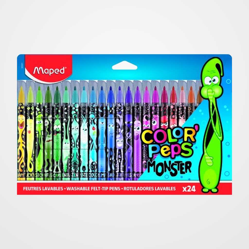 ROTULADOR FIBRA MAPED COLOR´PEPS MONSTER ESTUCHE de 24