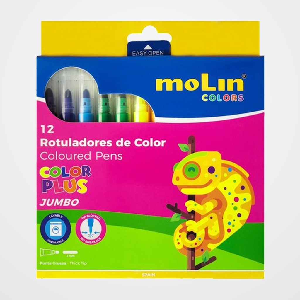 ROTULADOR FIBRA MOLIN COLOR PLUS JUMBO ESTUCHE de 12