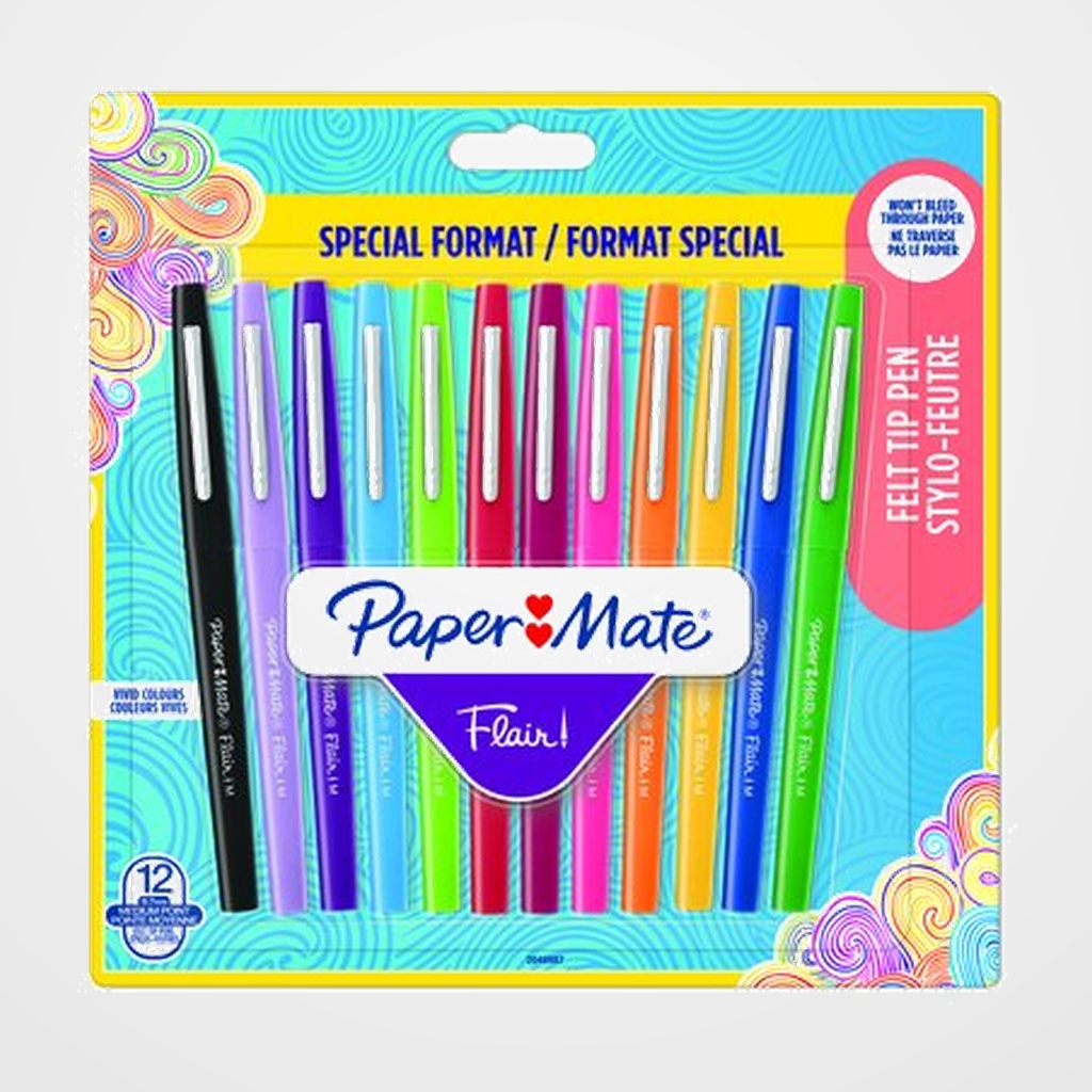 ROTULADOR FIBRA PAPER MATE BASICOS SURTIDO BLISTER de 12