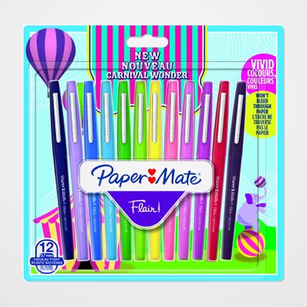 ROTULADOR FIBRA PAPER MATE CARNIVAL SURTIDO BLISTER de 12