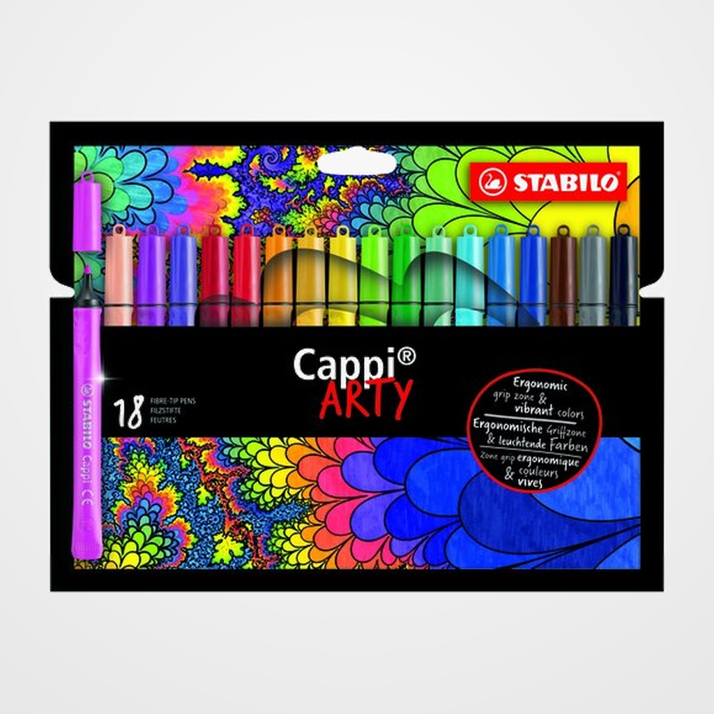 ROTULADOR FIBRA STABILO CAPPI 168 ARTY LINE estuche CARTON de 18