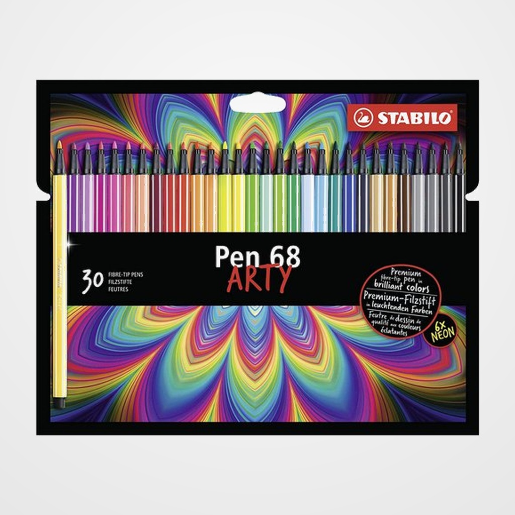ROTULADOR FIBRA STABILO PEN 68 ARTY LINE CAJA CARTON de 30