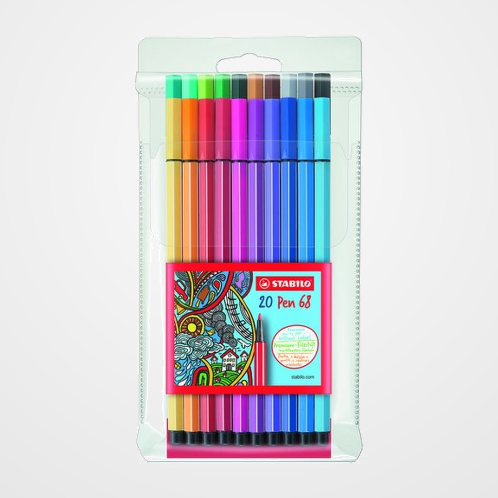 ROTULADOR FIBRA STABILO PEN 68 ESTUCHE de 20