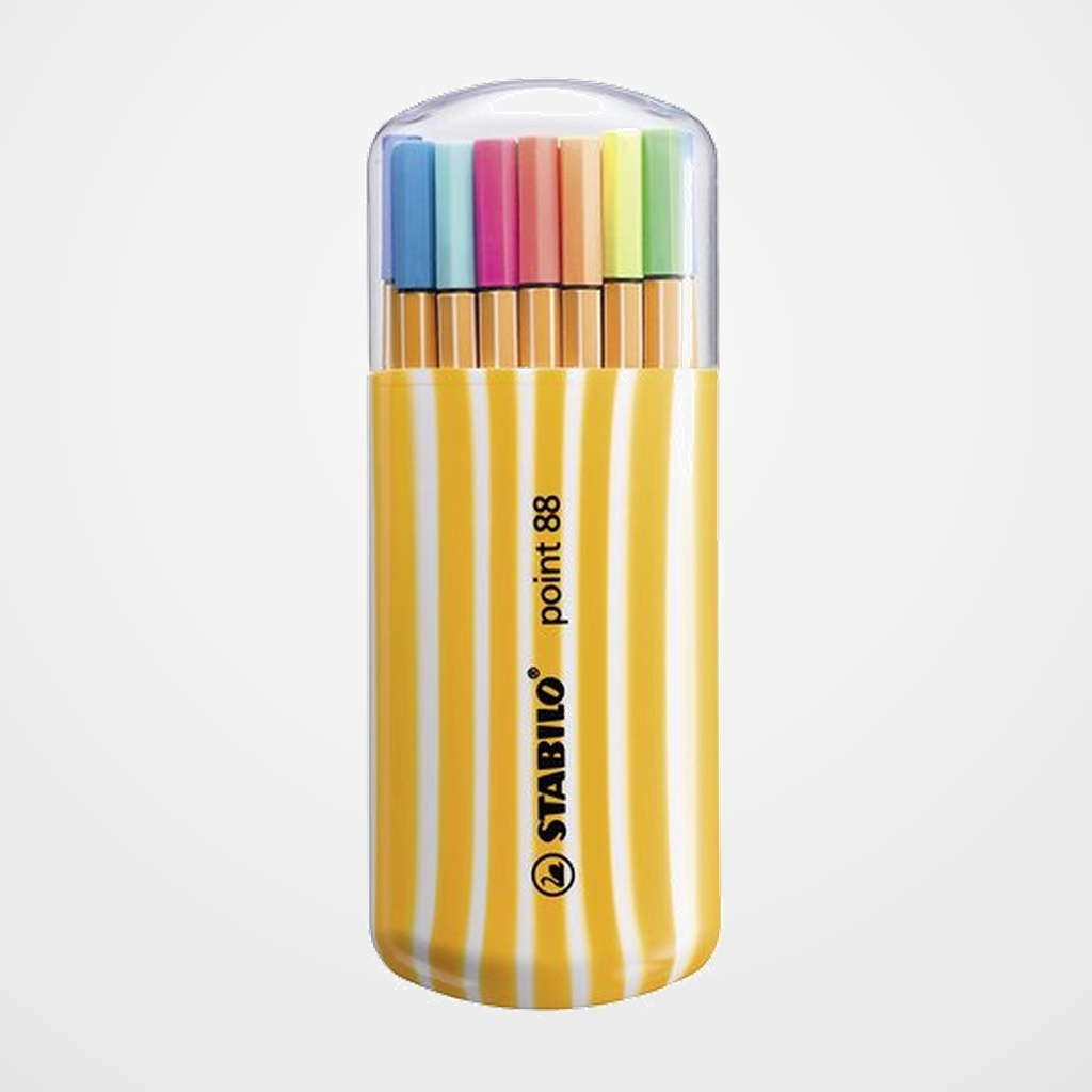 ROTULADOR FIBRA STABILO POINT 88 NEON ESTUCHE de 20 ZEBRUI