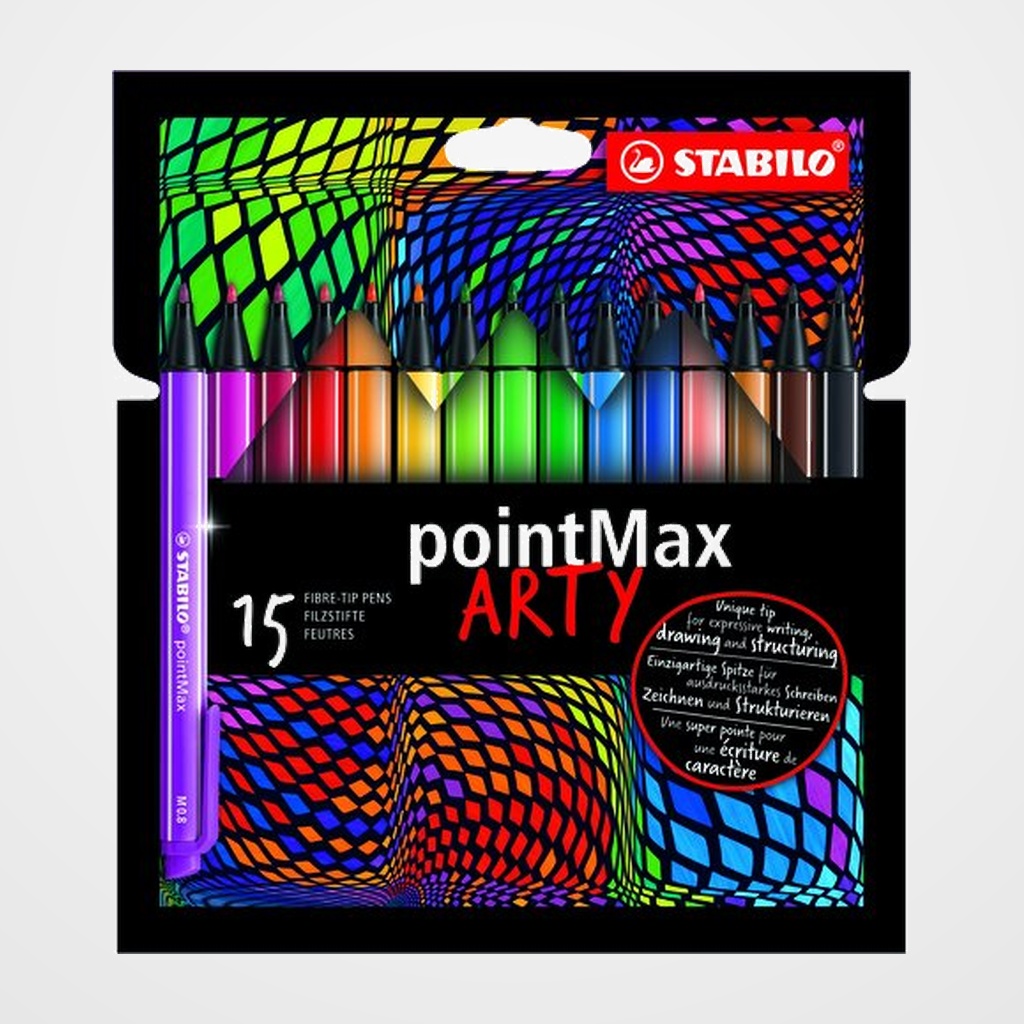 ROTULADOR FIBRA STABILO POINTMAX ARTY LINE ESTUCHE CARTON de 15