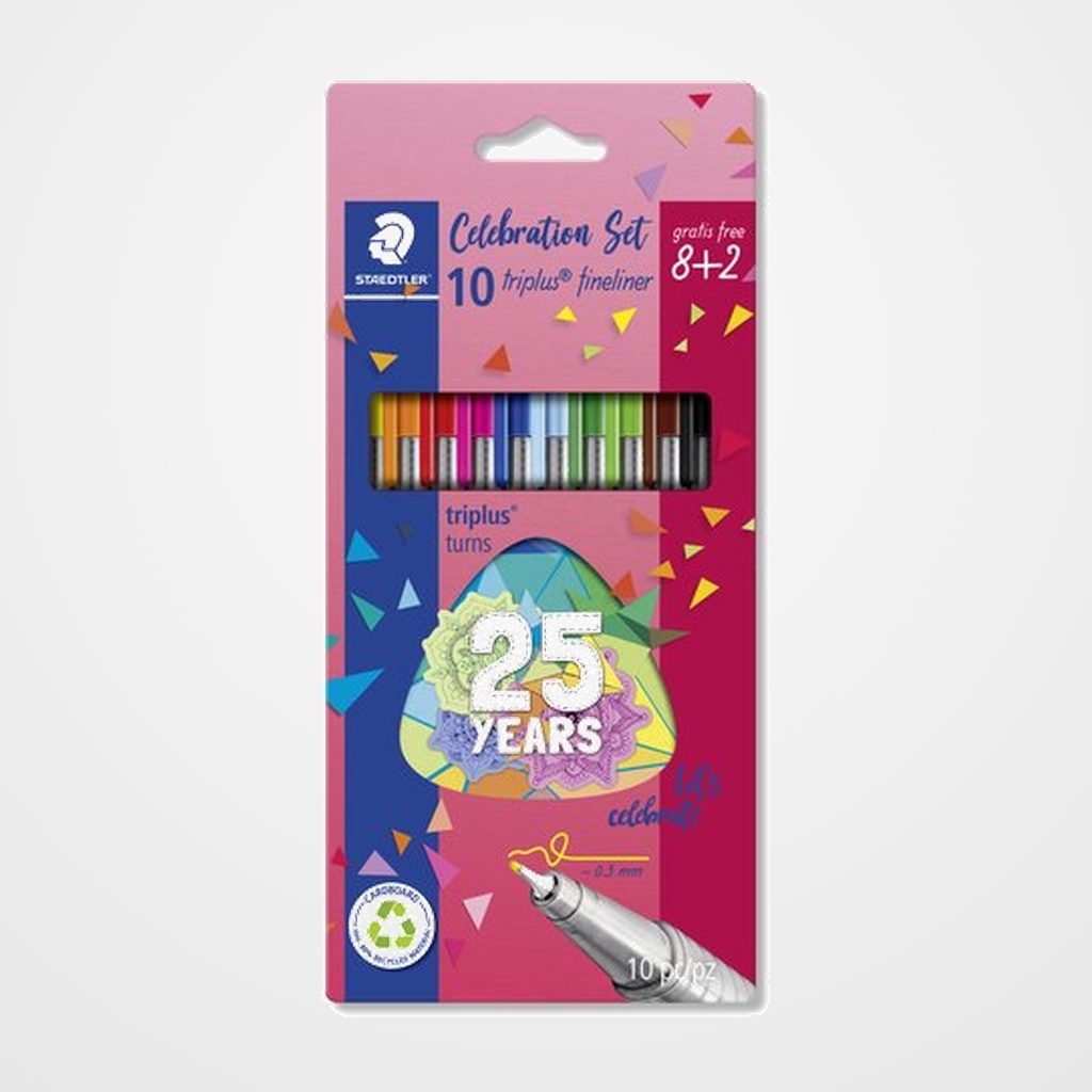 ROTULADOR FIBRA STAEDTLER  334 TRIPLUS FINELINER ESTUCHE de 10