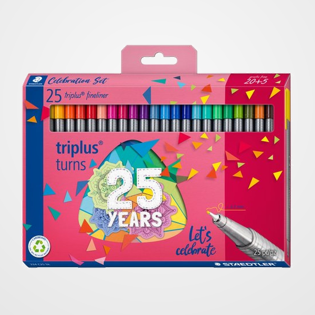 ROTULADOR FIBRA STAEDTLER  334 TRIPLUS FINELINER ESTUCHE de 25