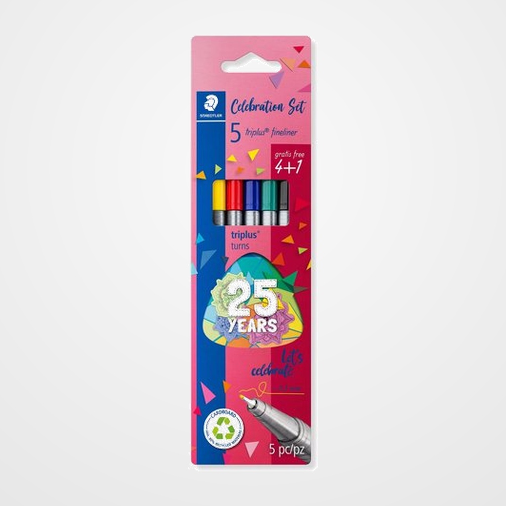 ROTULADOR FIBRA STAEDTLER  334 TRIPLUS FINELINER ESTUCHE de 5