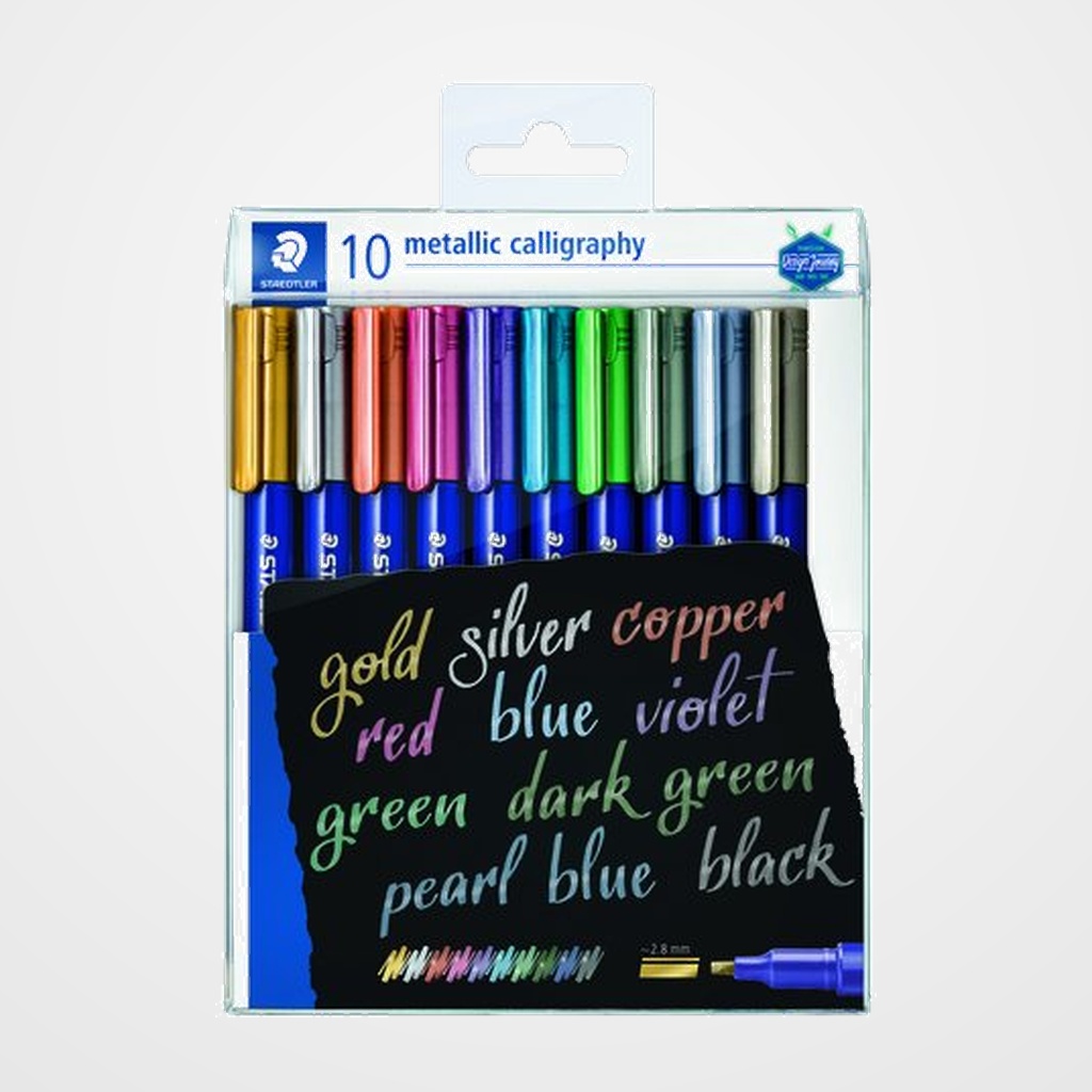 ROTULADOR FIBRA STAEDTLER METALLIC CALLIGRAPHY CALIGRAFIA SURTIDO ESTUCHE de 10