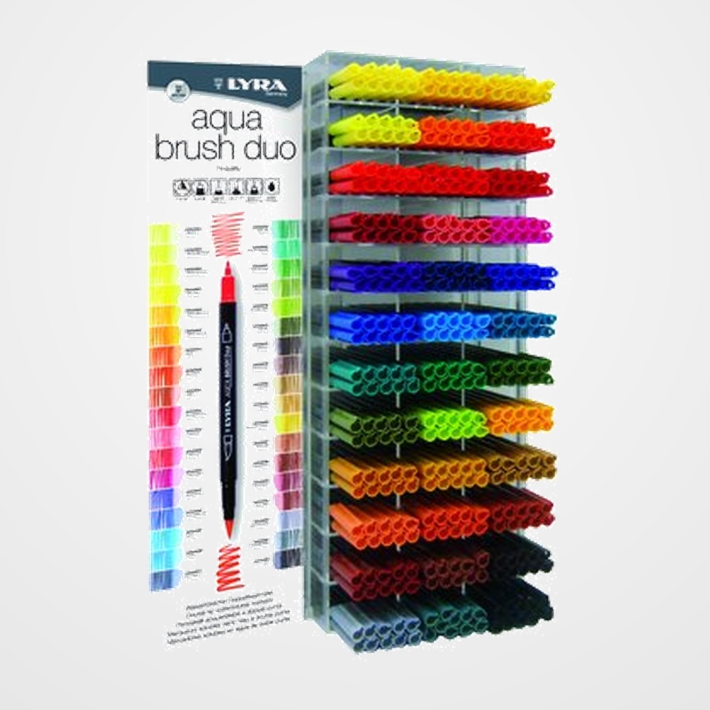 ROTULADOR LYRA AQUA BRUSH DUO EXPOSITOR DE 360  (rotulador+pincel)