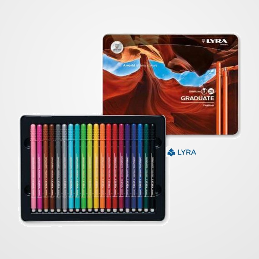 ROTULADOR LYRA GRADUATE FINELINER ESTUCHE METAL DE 20