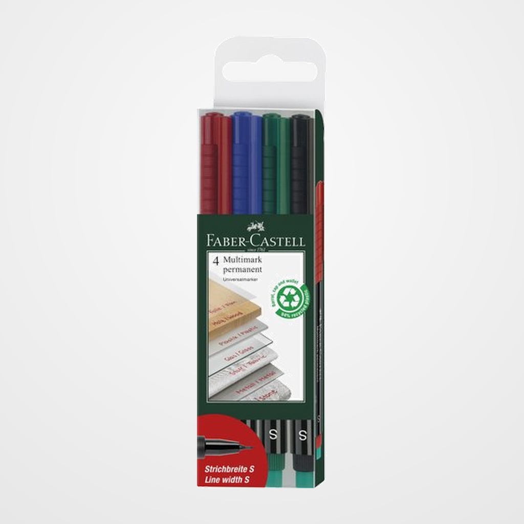 ROTULADOR PERMANENTE FABER-CASTELL MULTIMARK S BOLSA de 4