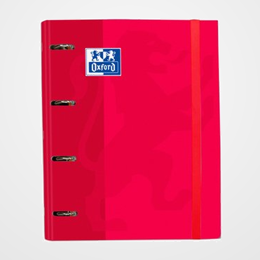 CARPEBLOC OXFORD SCHOOL EUROPEANBINDER CLASSIC A4+ 4 an.MIXTAS 35mm con RECAMBIO 100 hj. CUADRIC.5x5 ROJO