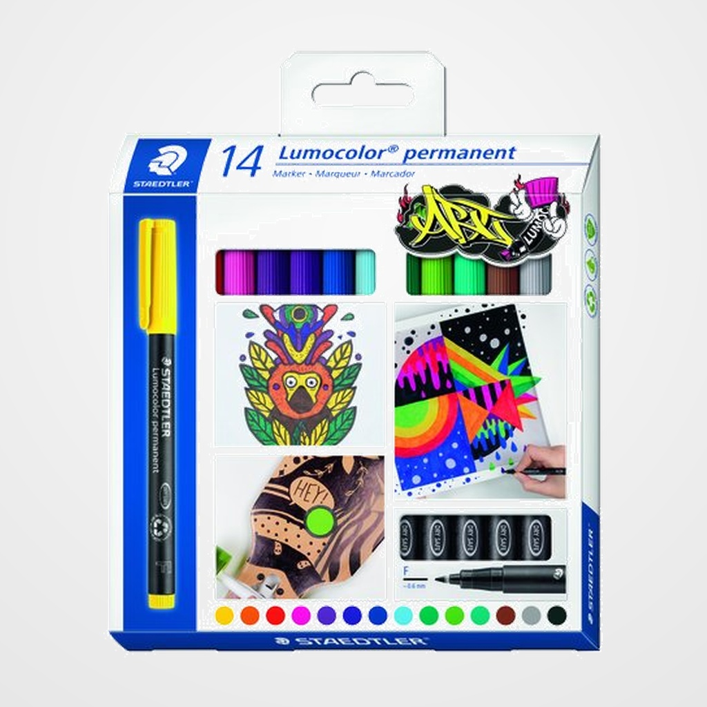 ROTULADOR PERMANENTE STAEDTLER 318 LUMOCOLOR (F) CAJA de 14