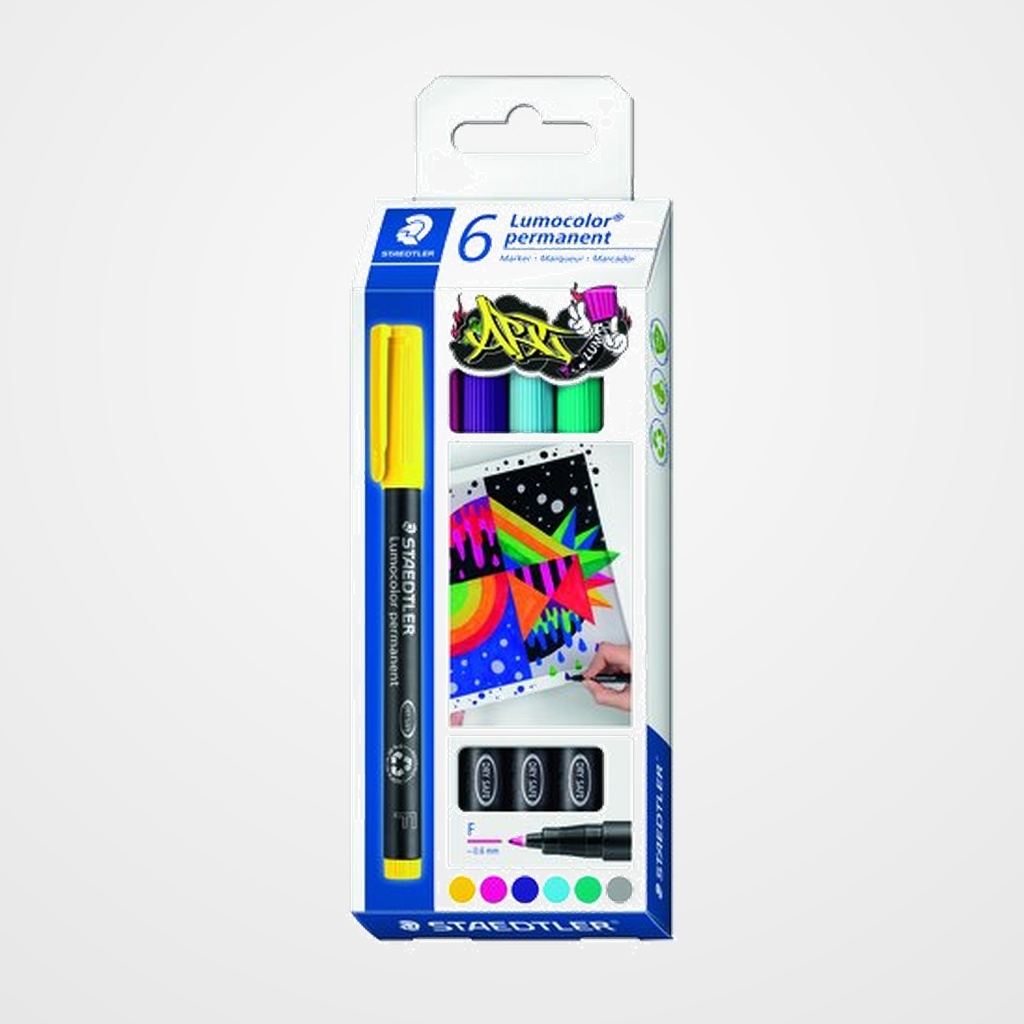 ROTULADOR PERMANENTE STAEDTLER 318 LUMOCOLOR (F) CAJA de 6