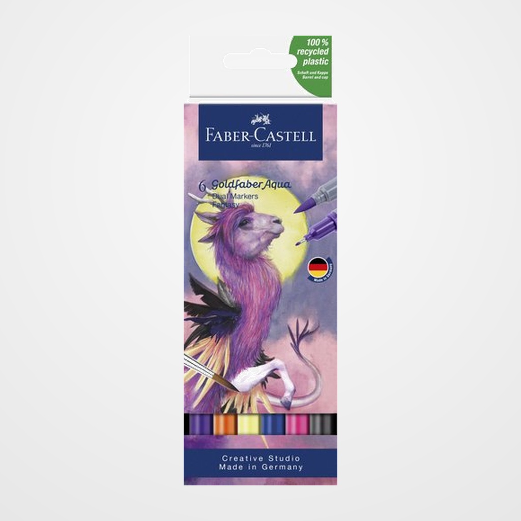 ROTULADORES ACUARELABLES FABER-CASTELL GOLDFABER AQUA DUAL MARKERS estuche de 6 FANTASY