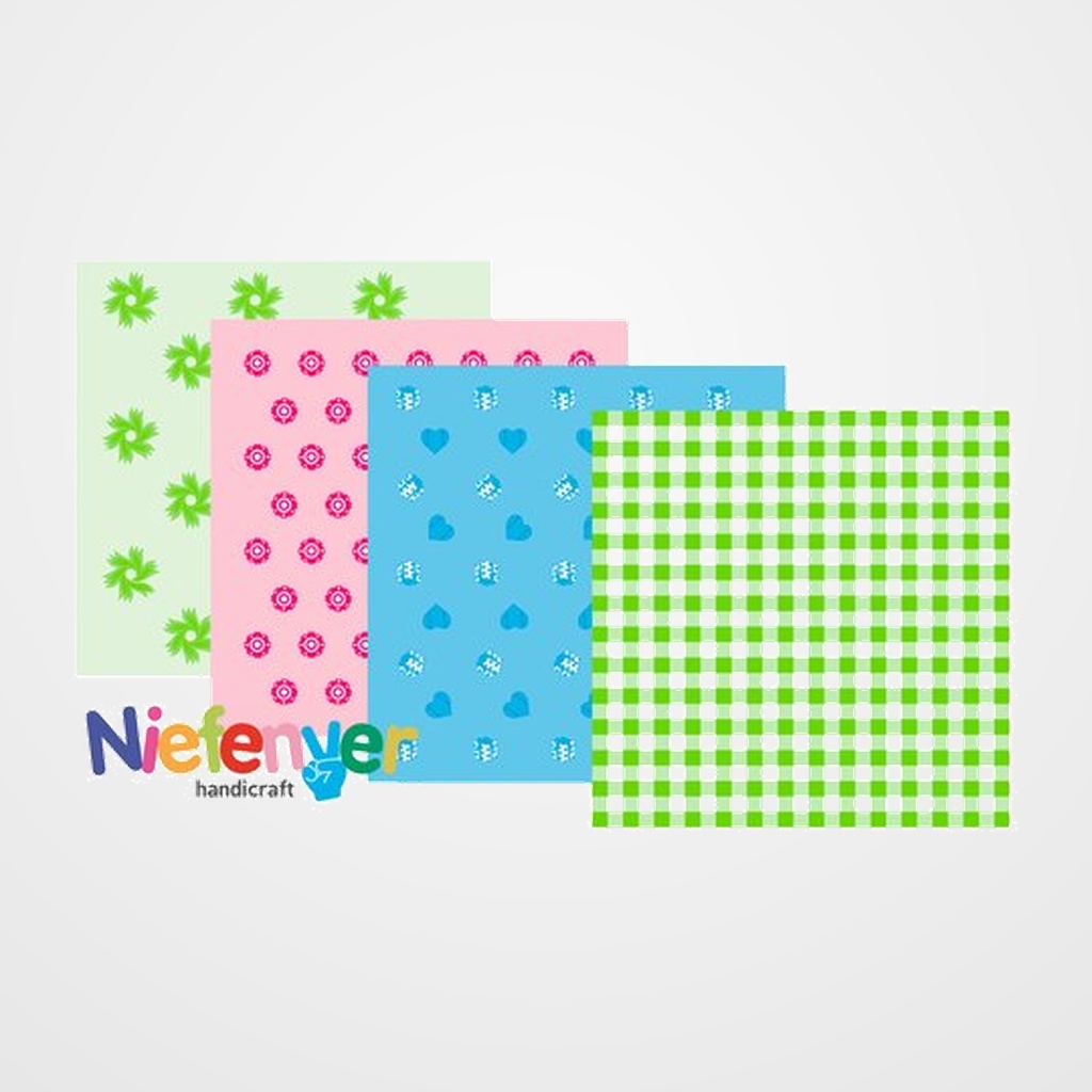 SCRAPBOOKING CARTULINA NIEFENVER IMPRESA 24x32 cm 180gr. AZUL-1 (4 mod.) BLISTER de 8