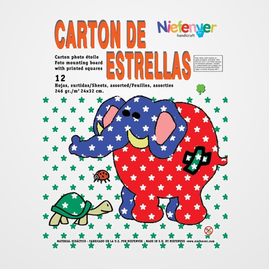 SCRAPBOOKING CARTULINA NIEFENVER IMPRESA 24x32cm. 300gr. ESTRELLA, .PACK 12