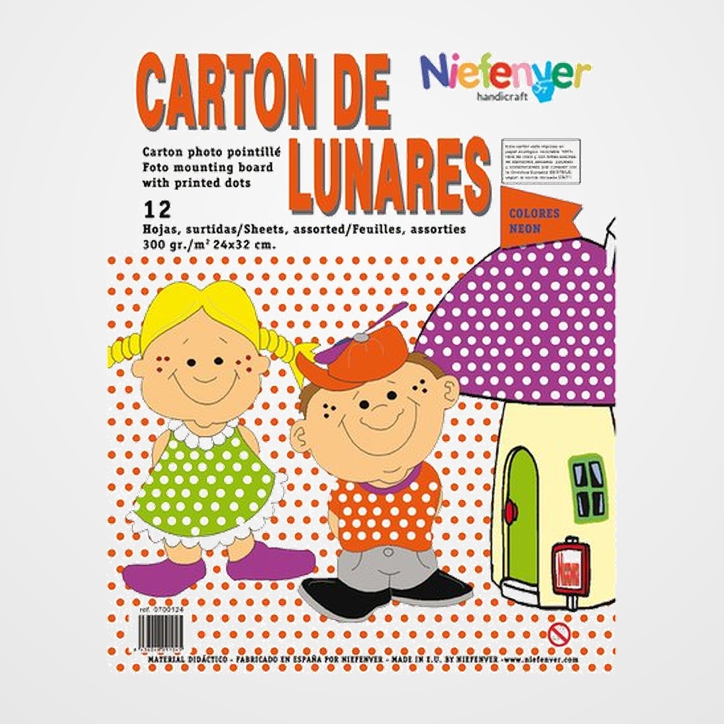 SCRAPBOOKING CARTULINA NIEFENVER IMPRESA 24x32cm. 300gr. LUNAR NEON PACK de 12