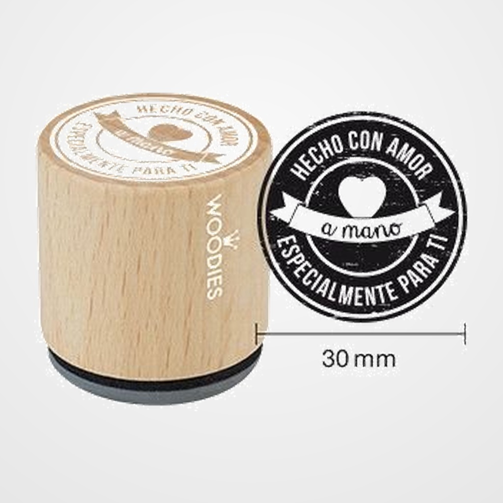 SELLO COLOP WOODIES Ø30mm CAUCHO GRIS  HECHO CON AMOR ESPECIALMENTE PARA TI