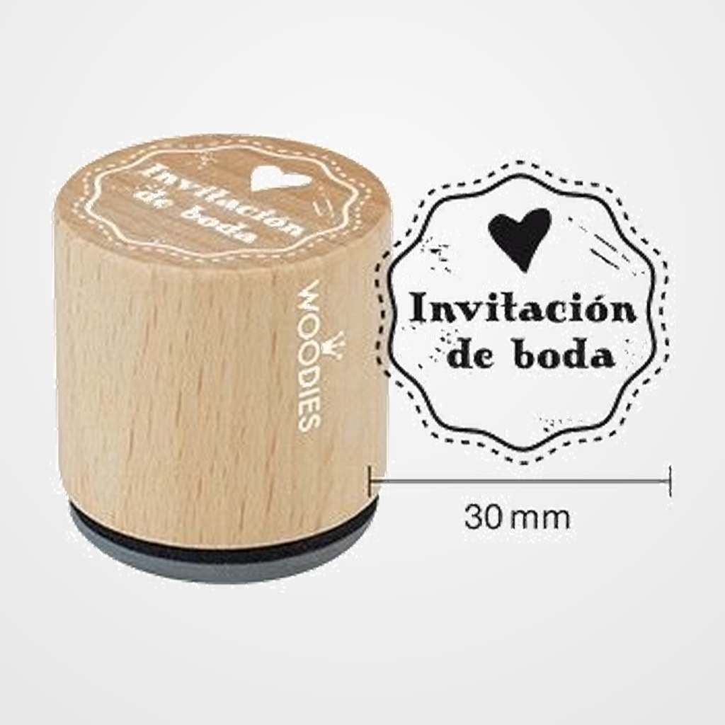 SELLO COLOP WOODIES Ø30mm CAUCHO GRIS  INVITACION BODA  1