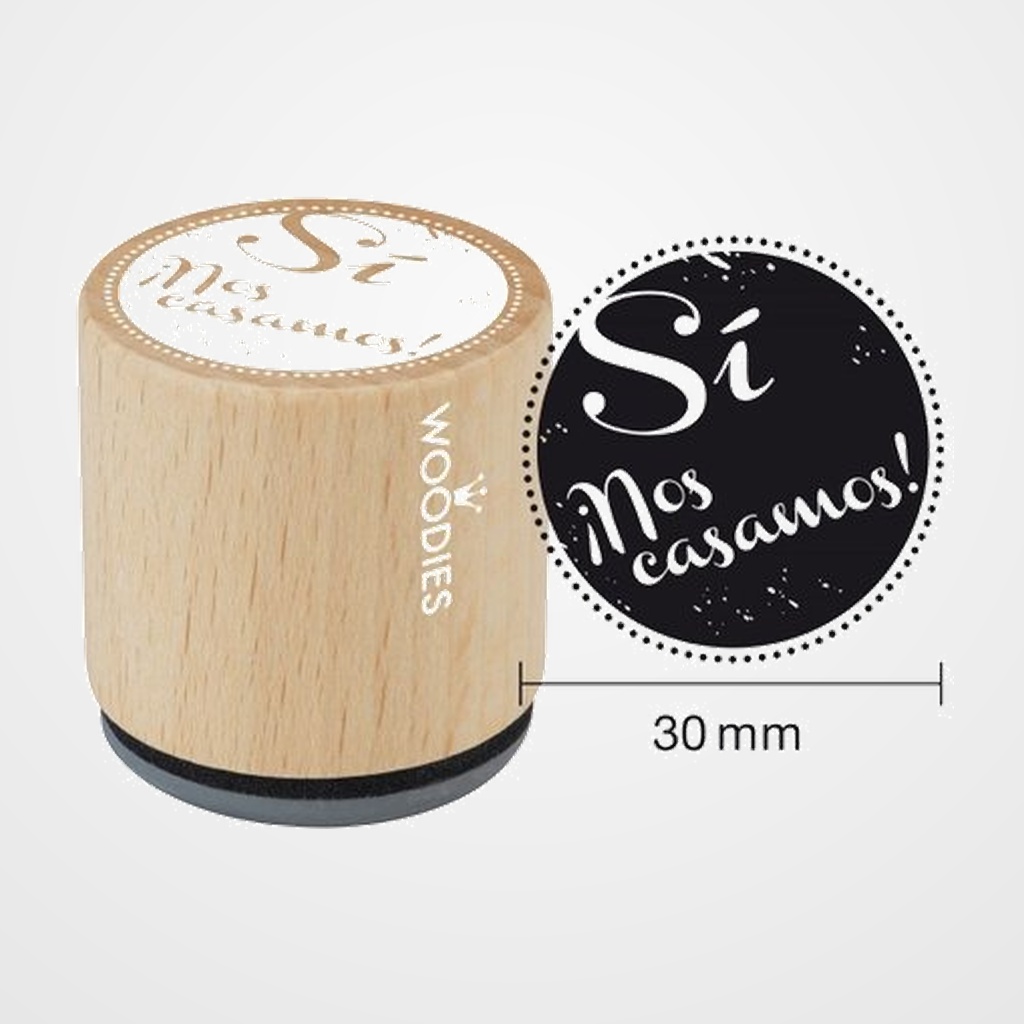 SELLO COLOP WOODIES Ø30mm CAUCHO GRIS  SI! NOS CASAMOS