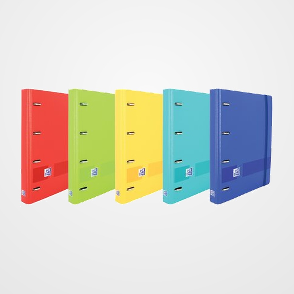 CARPEBLOC OXFORD SCHOOL EUROPEANBINDER LIVE&GO POLYFOAM A4+ 4 an.MIXTAS 35mm con RECAMBIO 80 hj. CUADRIC.5x5 SURTIDO CON SEPARADORES  (5 col. vivos) (Pack carpebloc, recambio extra 5 col. y separadores de PP)