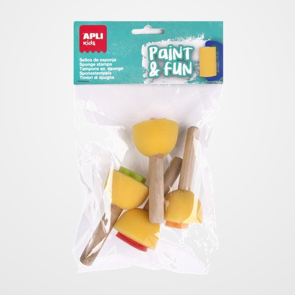 SELLOS de ESPONJA APLI para PINTURA MANGO MADERA BOLSA DE 4