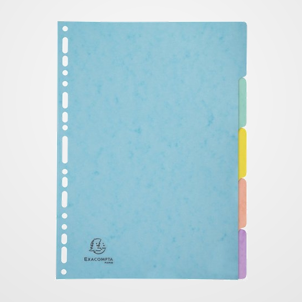 SEPARADORES EXACOMPTA AQUAREL CARTULINA LUSTRADA A4 400g  5 pestañas 17 taladros