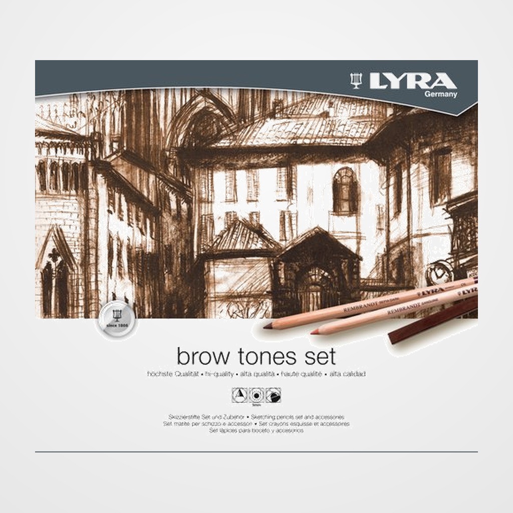 SET LYRA REMBRANDT TONOS MARRONES CAJA METALICA DE 25