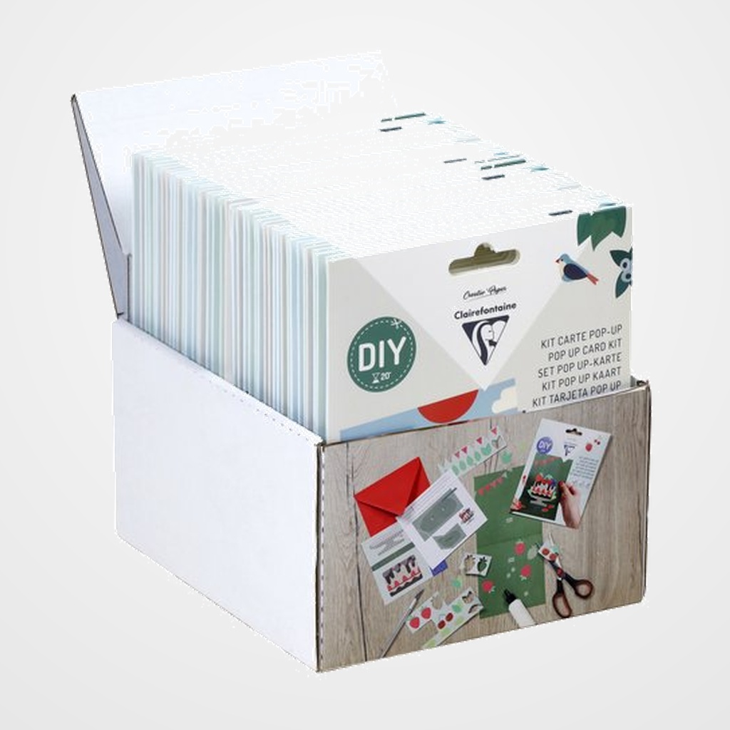 SET TARJETA CLAIREFONTAINE POP ART (sobre 140x140 y tarjeta doble 135x135) EXPOSITOR de 30