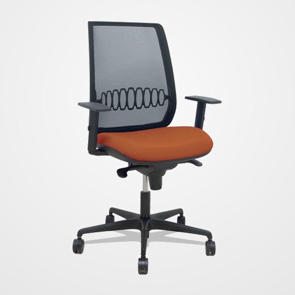 SILLA PIQUERAS Y CRESPO ALARES BRAZOS REGULABLES ERGONOMICA MECANISMO SINCRO RESPALDO MALLA NEGRA ASIENTO TAPIZADO BALI MARRON