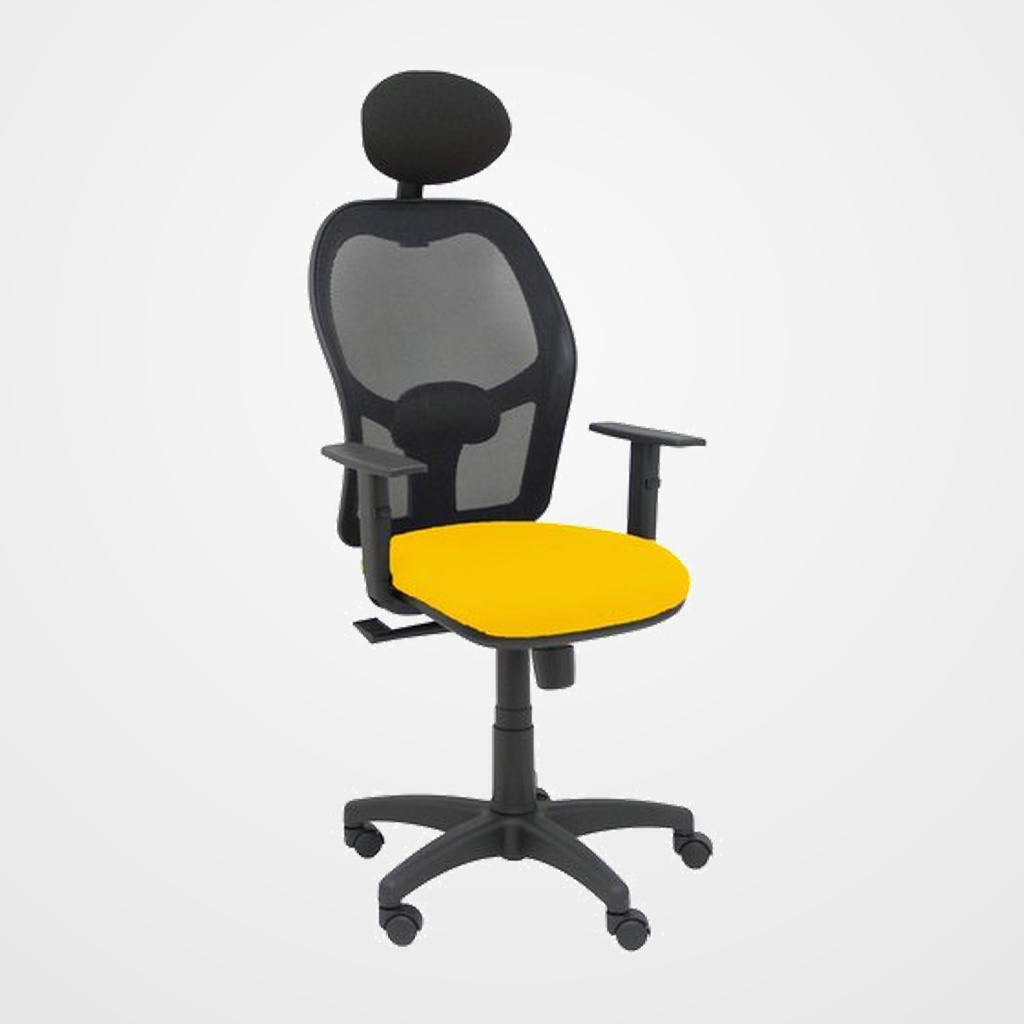 SILLA PIQUERAS Y CRESPO ALOCEN BRAZOS REGULABLES CABECERO FIJO MALLA NEGRO Y ASIENTO BALI AMARILLO