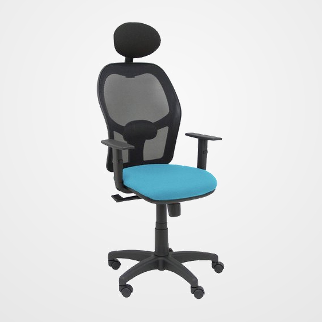 SILLA PIQUERAS Y CRESPO ALOCEN BRAZOS REGULABLES CABECERO FIJO MALLA NEGRO Y ASIENTO BALI AZUL CIELO
