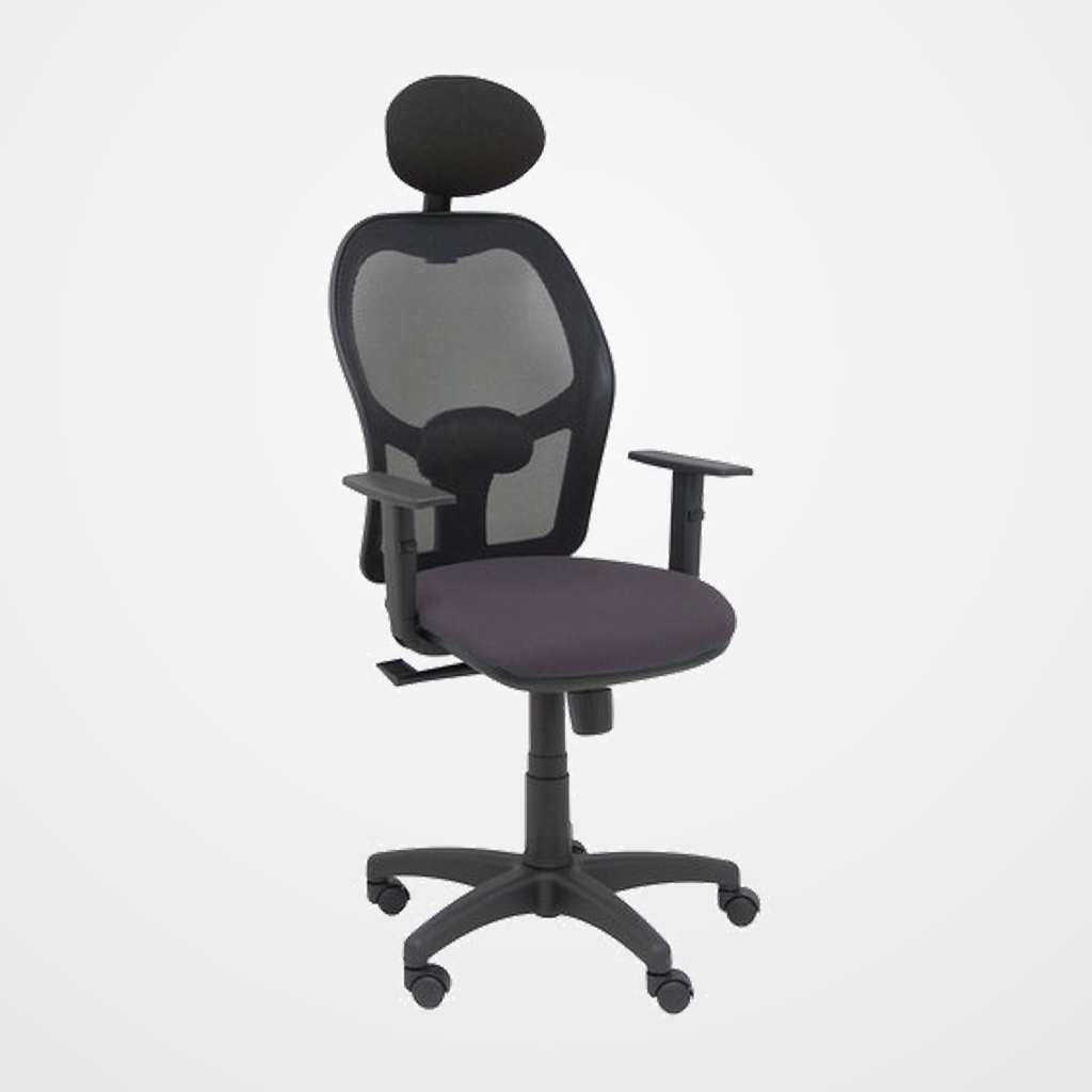 SILLA PIQUERAS Y CRESPO ALOCEN BRAZOS REGULABLES CABECERO FIJO MALLA NEGRO Y ASIENTO BALI GRIS OSCURO