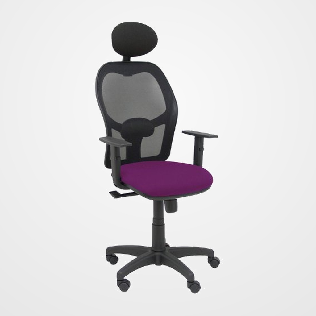 SILLA PIQUERAS Y CRESPO ALOCEN BRAZOS REGULABLES CABECERO FIJO MALLA NEGRO Y ASIENTO BALI MORADO