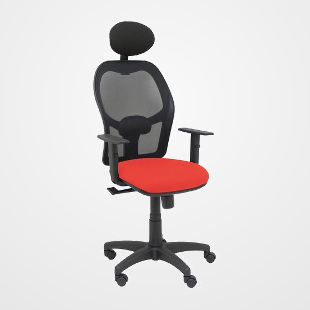 SILLA PIQUERAS Y CRESPO ALOCEN BRAZOS REGULABLES CABECERO FIJO MALLA NEGRO Y ASIENTO BALI NARANJA OSCURO