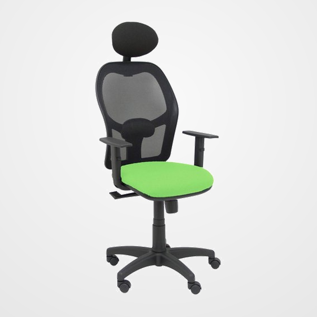 SILLA PIQUERAS Y CRESPO ALOCEN BRAZOS REGULABLES CABECERO FIJO MALLA NEGRO Y ASIENTO BALI PISTACHO