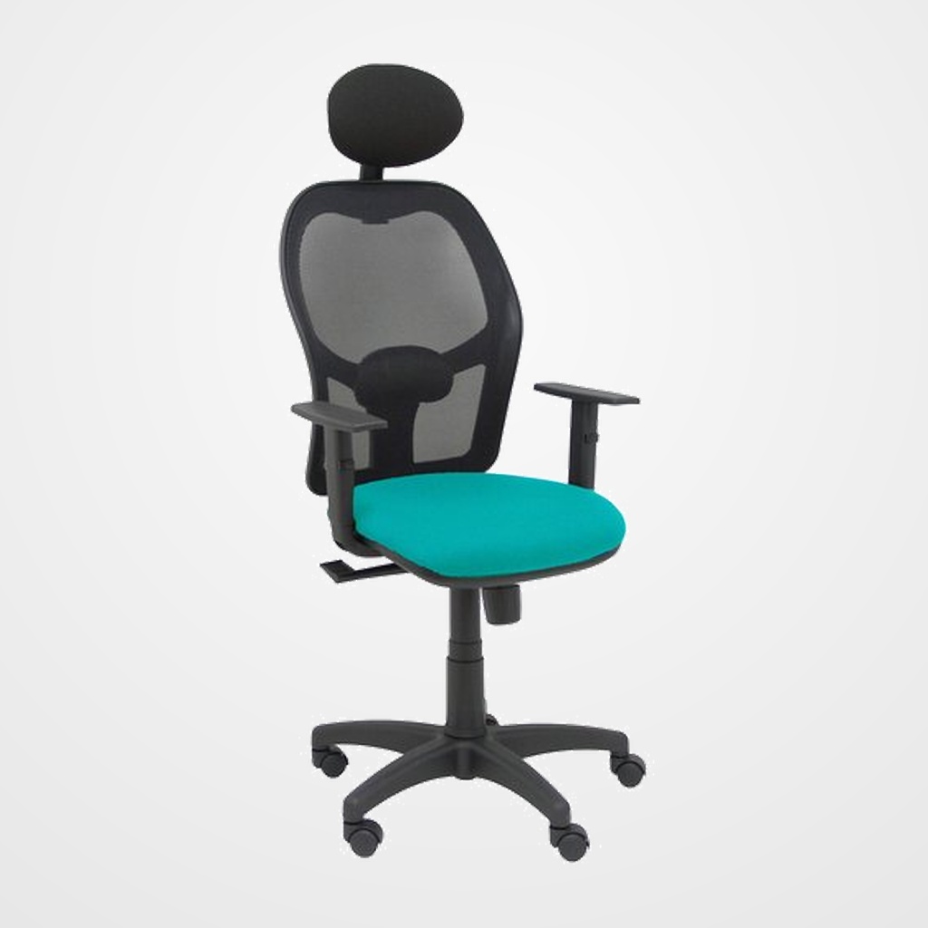 SILLA PIQUERAS Y CRESPO ALOCEN BRAZOS REGULABLES CABECERO FIJO MALLA NEGRO Y ASIENTO BALI TURQUESA