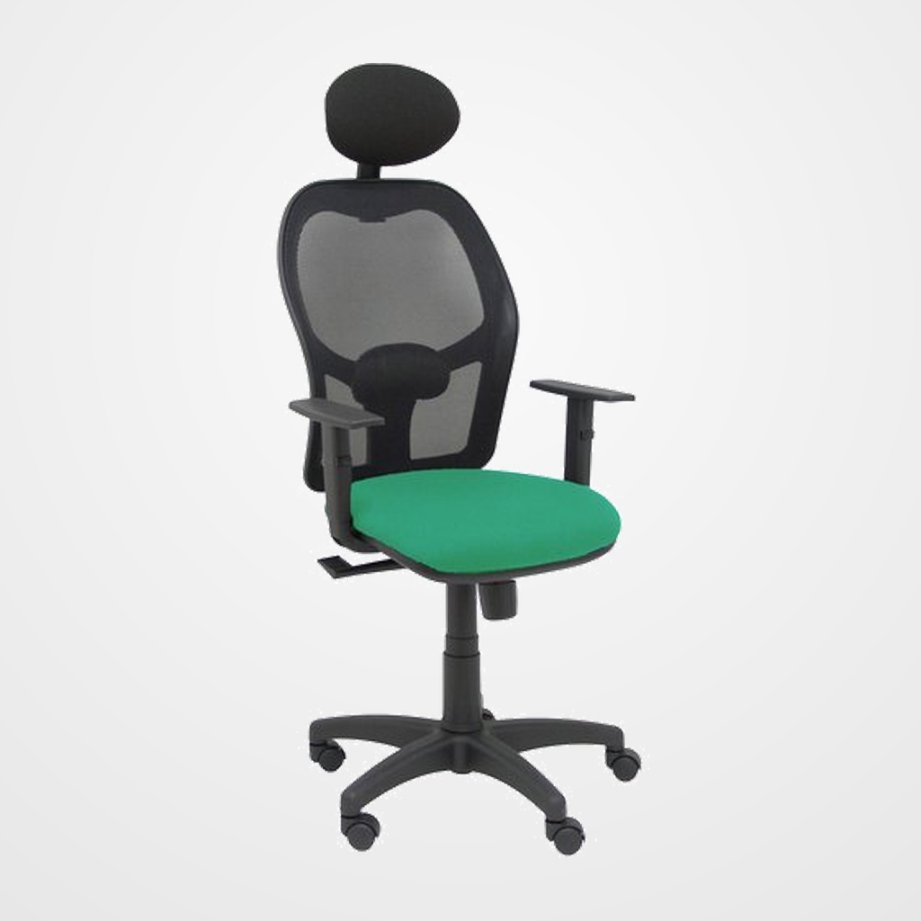 SILLA PIQUERAS Y CRESPO ALOCEN BRAZOS REGULABLES CABECERO FIJO MALLA NEGRO Y ASIENTO BALI VERDE ESMERALDA